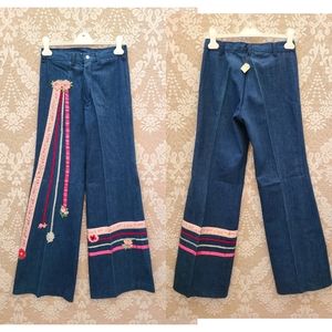 1970s Vintage MARSHALL ROUSSO Denim Flared Bell Bottoms Size 6